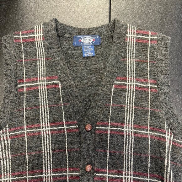 Vintage Hemingway Point Mens Wool Blend Button-Up Sweater Vest Plaid Size Small - Picture 9 of 10